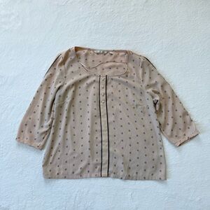 LC Lauren Conrad Blouse Top Women’s Blush Apple Print 3/4 Sleeve Size L